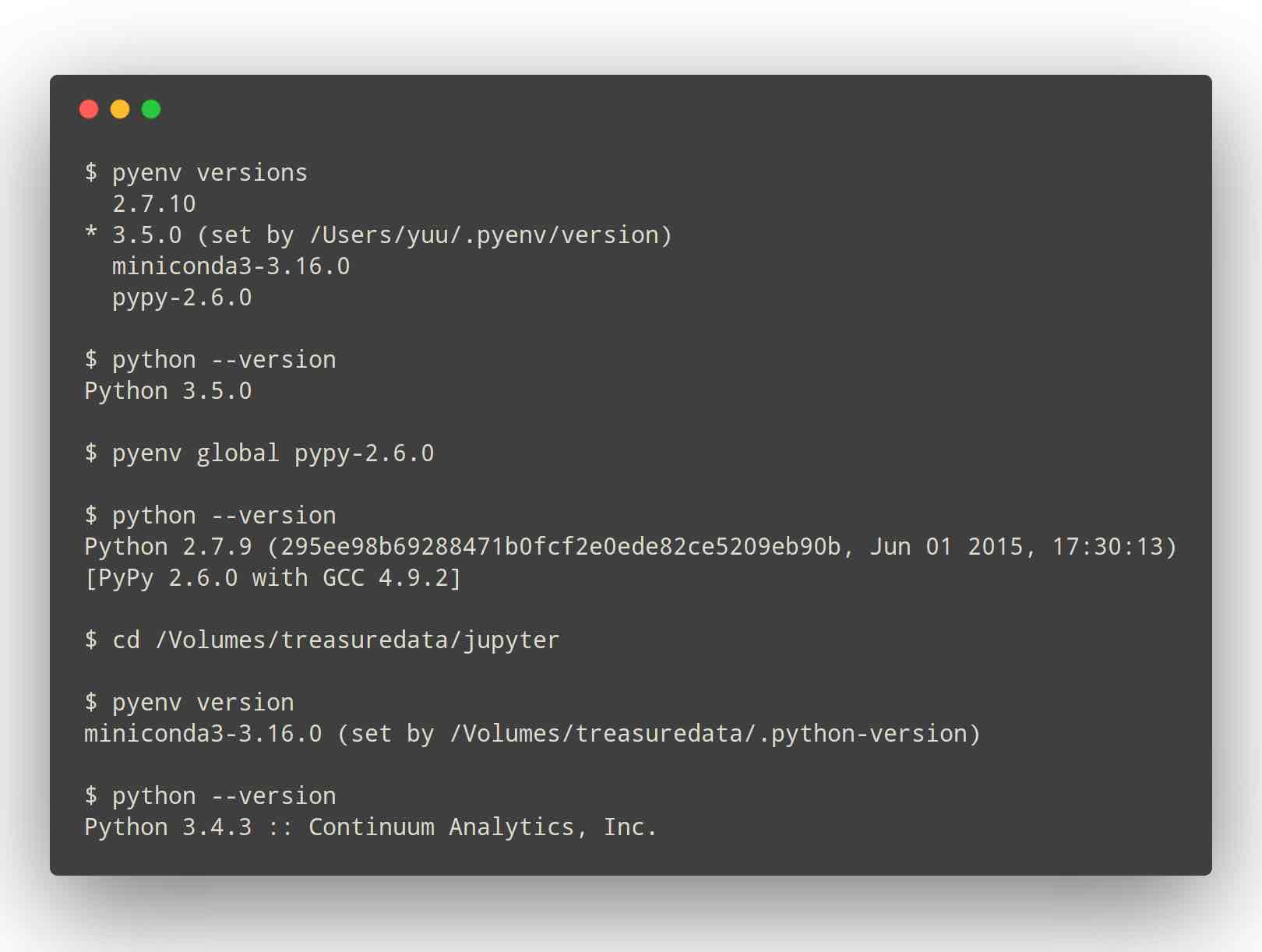 python pyenv多版本管理工具的使用